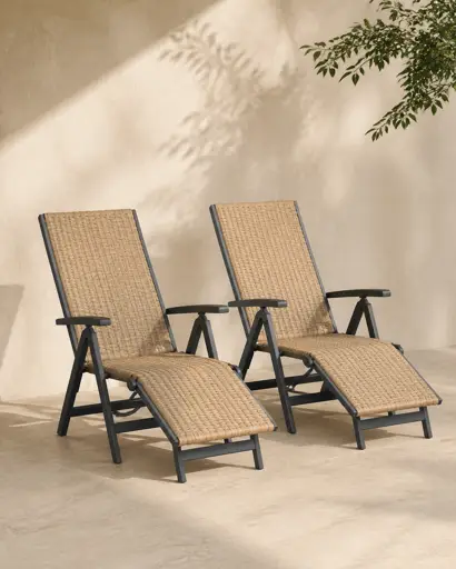 Reclining Patio Chair Pair